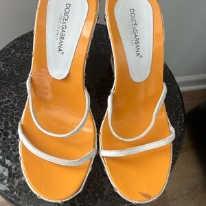 Dolce & Gabbana Vibrant Orange and White Sandals